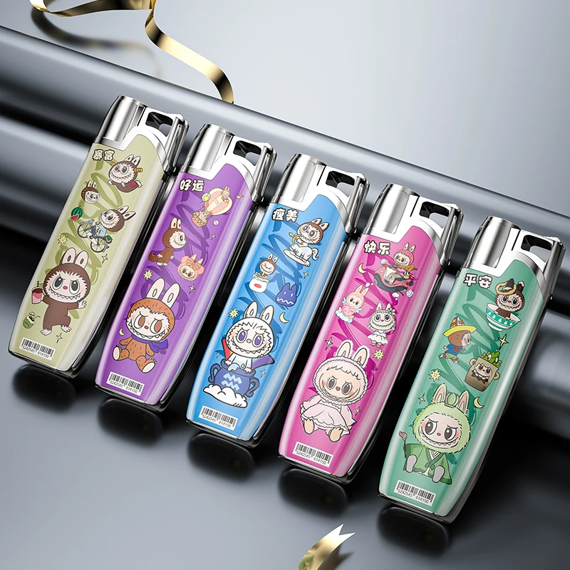 鸿鹿labubu金属防风打火机斜打新款耐用加厚批发定制订做印字潮流