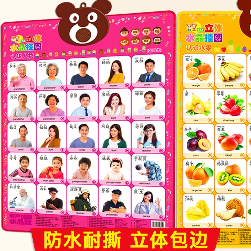 宝宝有声挂图幼儿童认知早教启蒙婴儿认识人物爸爸妈妈识图墙贴画