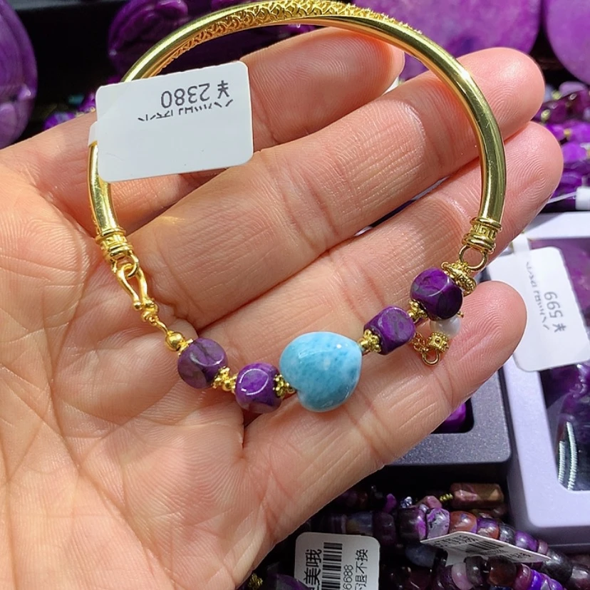 【闪购商品】苏纪石（舒俱来）银S925镀金镶嵌手链