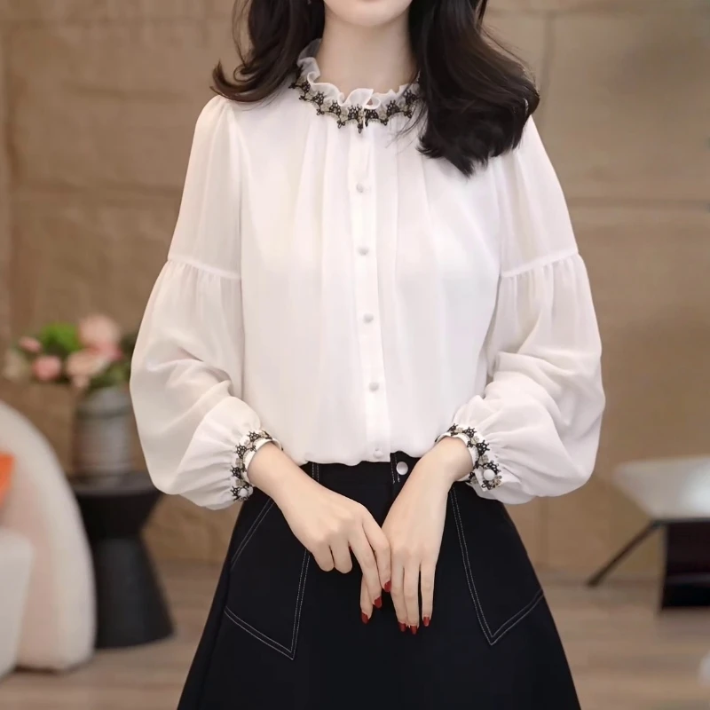 2025秋冬新款高级感气质减龄休闲显瘦长袖衬衫女别致独特漂亮小衫