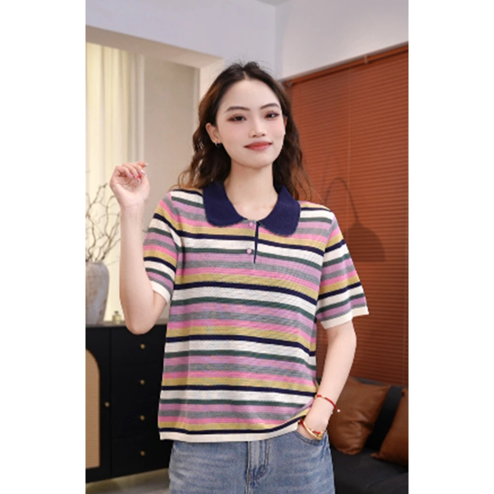 YIANYAN【小鹿】兰精天丝休闲百搭款polo领上衣