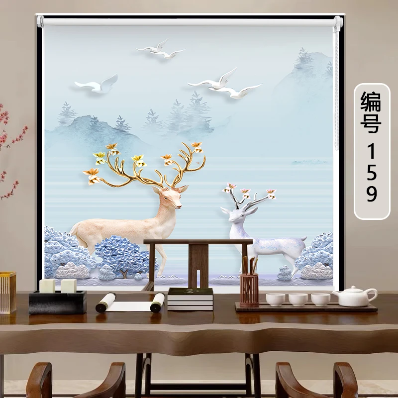 卧室全遮光遮阳防晒隔热简易卷帘窗帘工厂免打孔安装卧室卷拉式