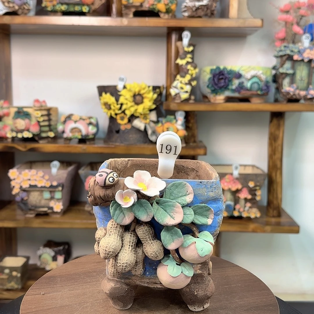 本墨花器麦饭石花盆