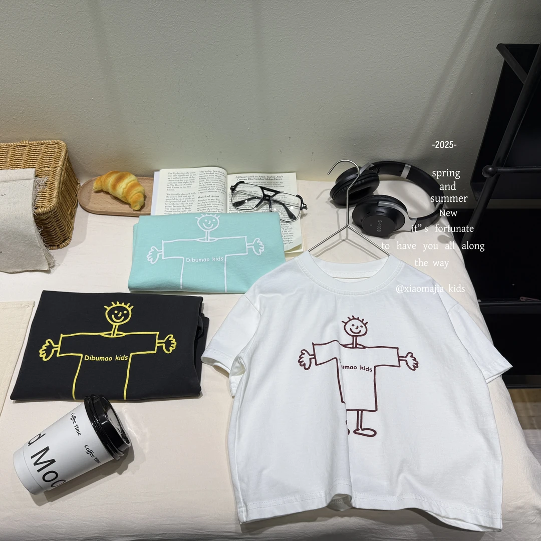 现货-儿童夏季新款时尚T恤D-5573欧若风穿搭休闲宽松男童女童上衣