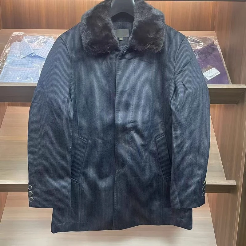 H1135.凯系列男士冬季水貂毛领兔毛皮胆休闲高奢大衣 年关高货