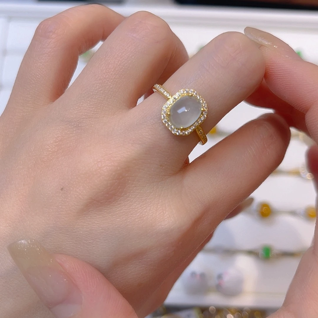 翡翠戒指银S925镶嵌我