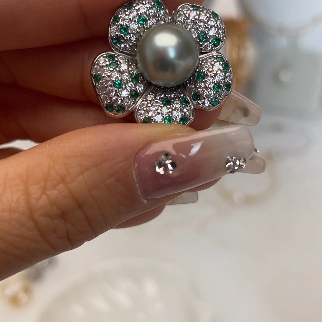 银S925镶嵌吊坠(不含链)海水珍珠