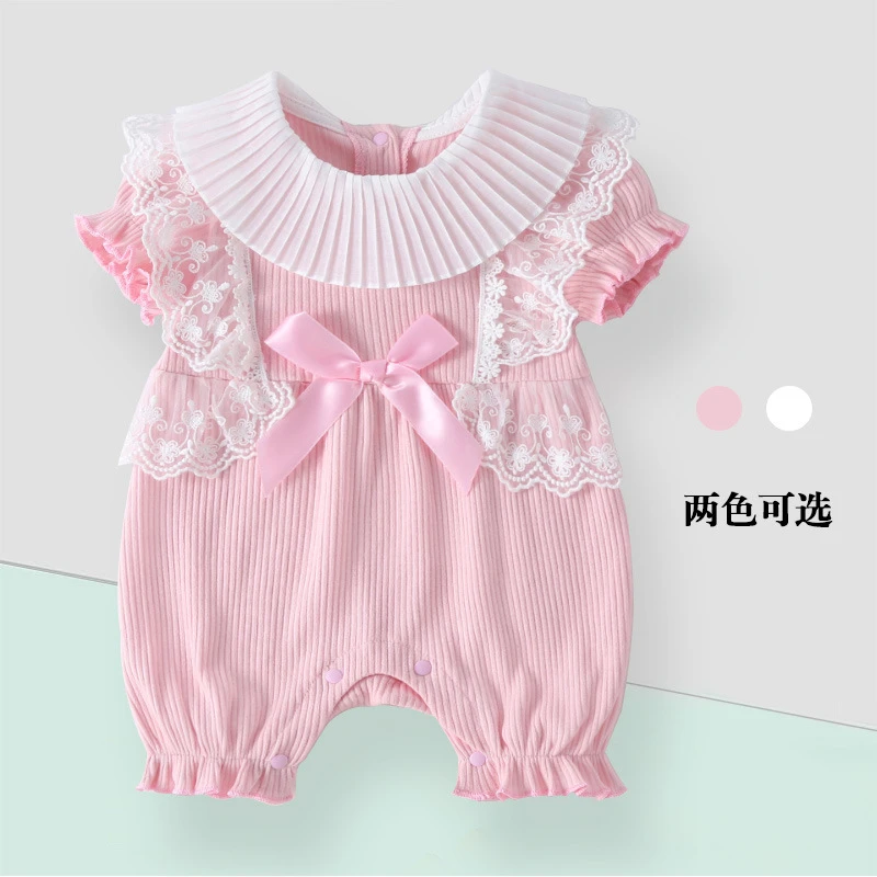 婴儿连体衣女宝宝衣服夏季百日宴服装Baby clothes女婴公主爬服夏
