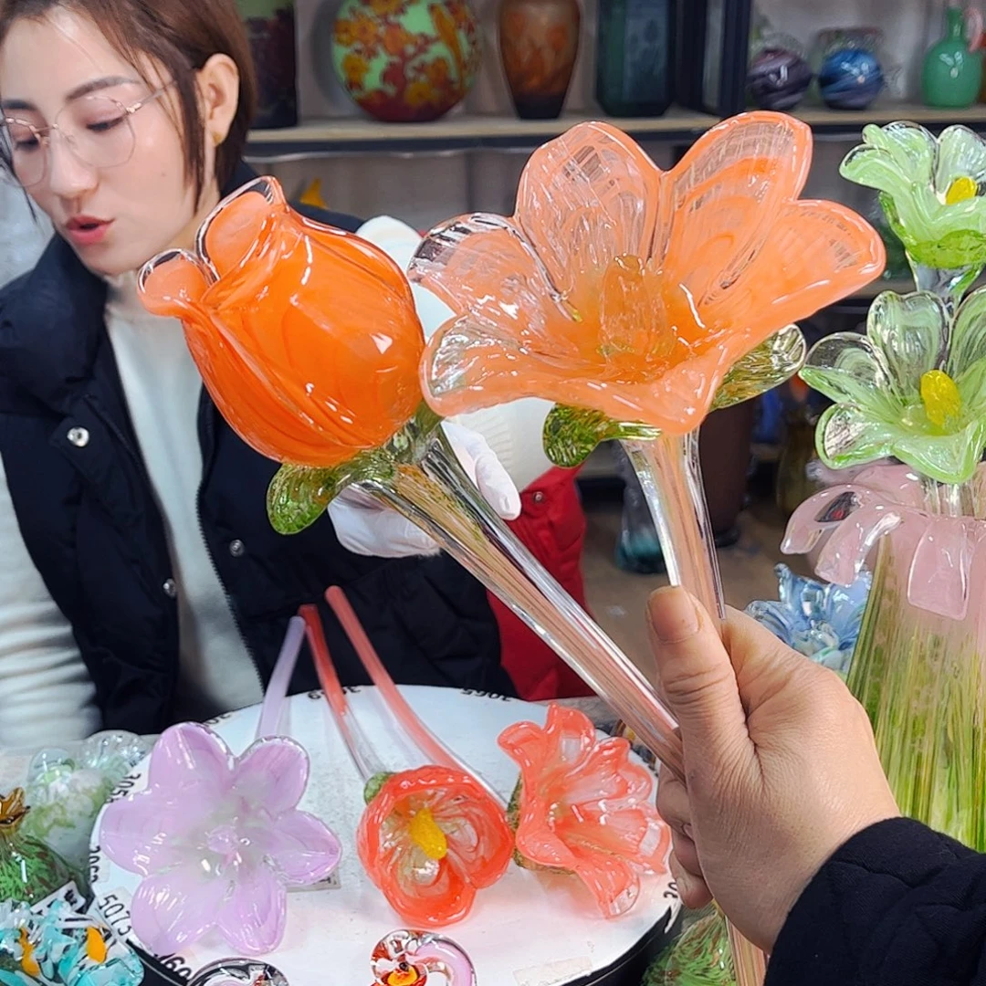 2朵福利花不完美福利家悦琉璃工艺品