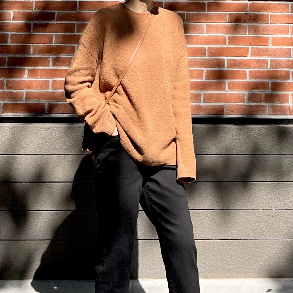 『ZY.卓妍推荐』女士高档新款毛针织衫oversize套头毛衣气质短外套