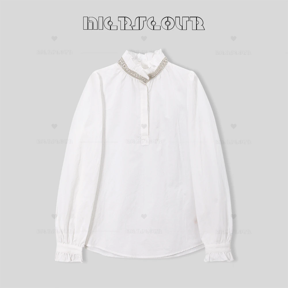 2025新款简约钉珠休闲衬衫上衣58303