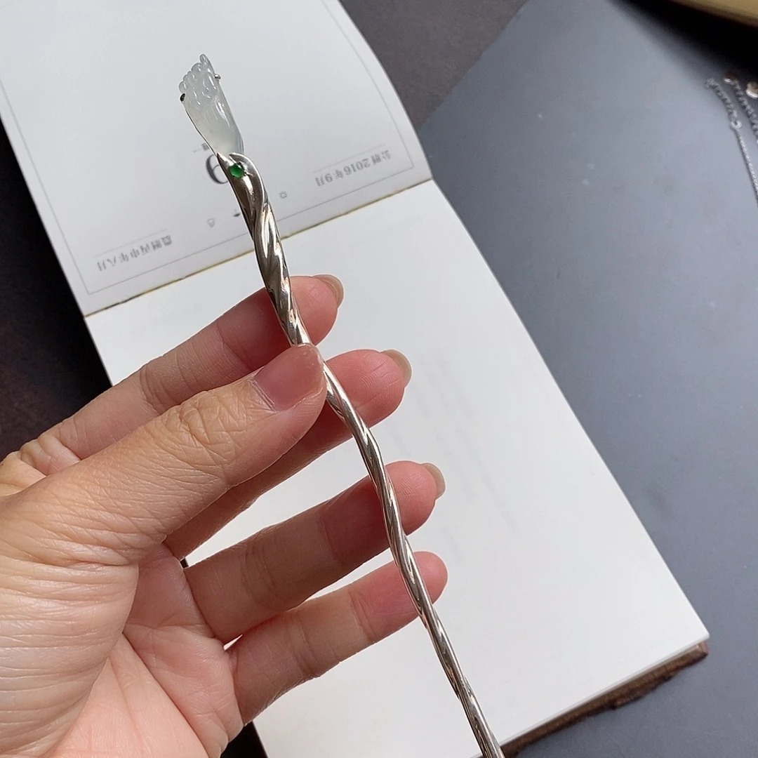 翡翠颈饰银S925镶嵌发簪