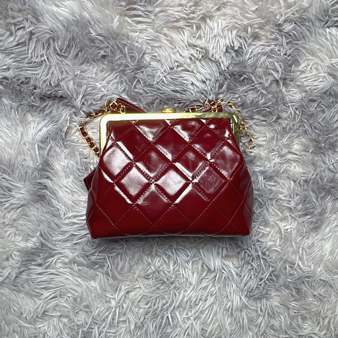 手工时尚百搭蝴蝶真皮女包红色  10802