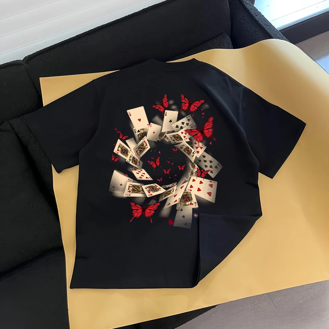 260g重磅纯棉美式休闲潮牌短袖t恤男夏季圆领宽松创意印花ins半袖