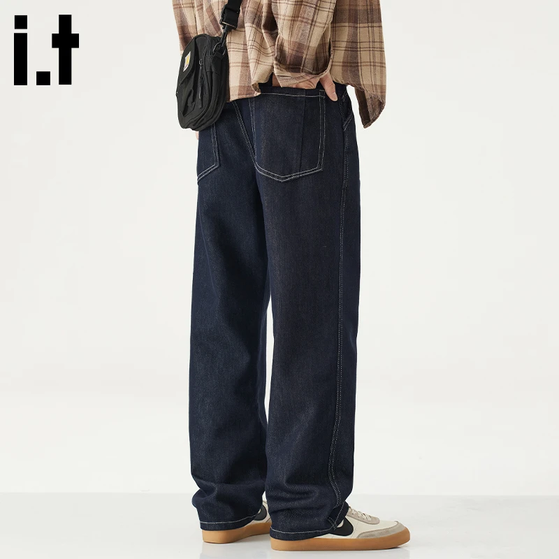 i.t:CHOCOOLATE潮牌牛仔裤男士秋冬新款美式休闲直筒宽松阔腿长裤