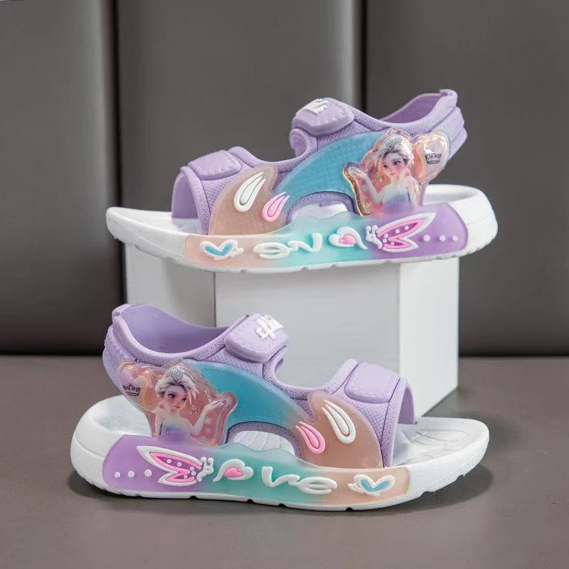 夏季新款女童凉鞋防滑软底休闲百搭爱莎公主凉鞋沙滩儿童凉拖鞋