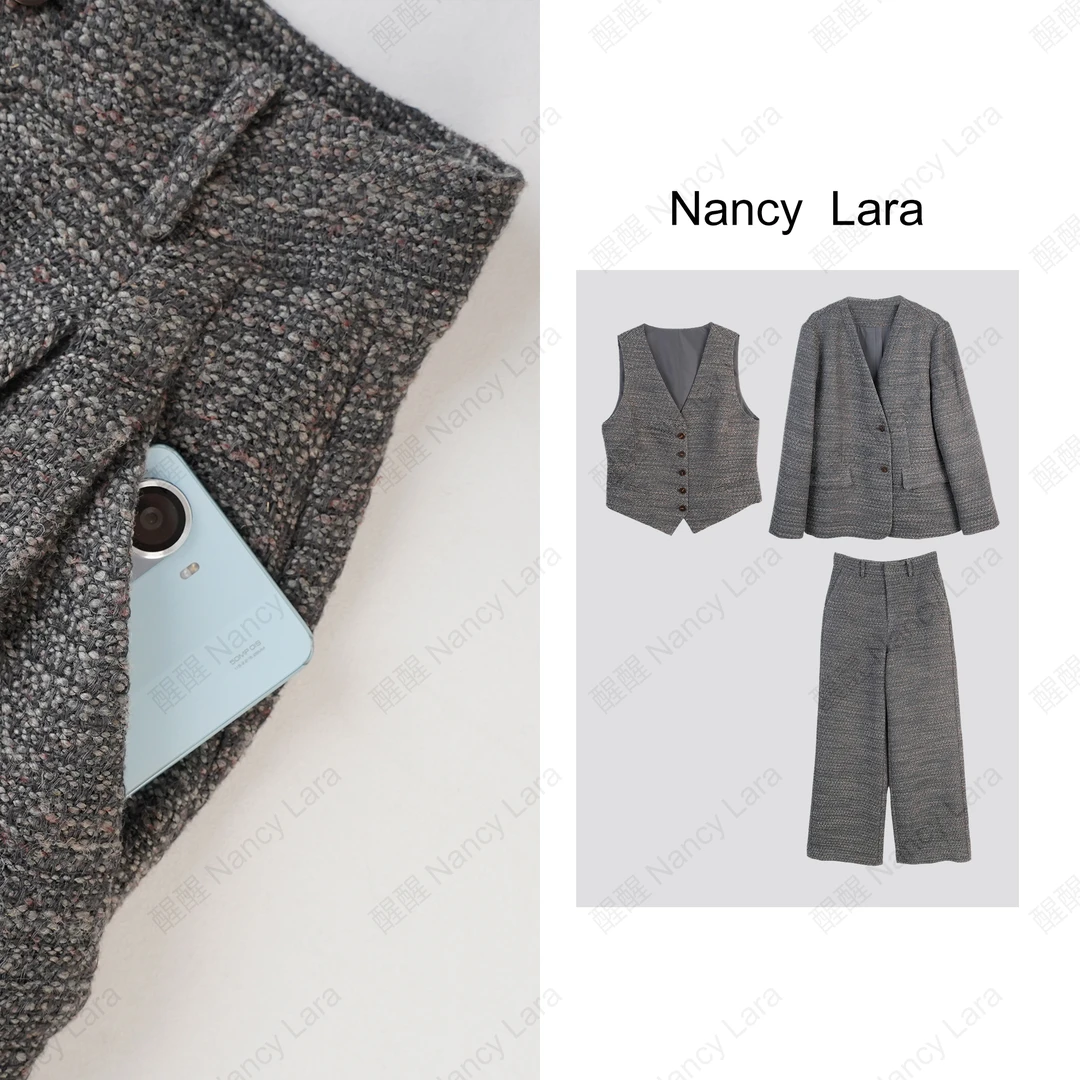 Nancy Lara 时尚亚麻羊毛西装三件套 NLTZ248XC986