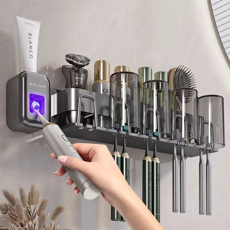 牙刷置物架免打孔刷牙杯漱口杯架子壁挂式卫生间家庭牙缸牙具挂架