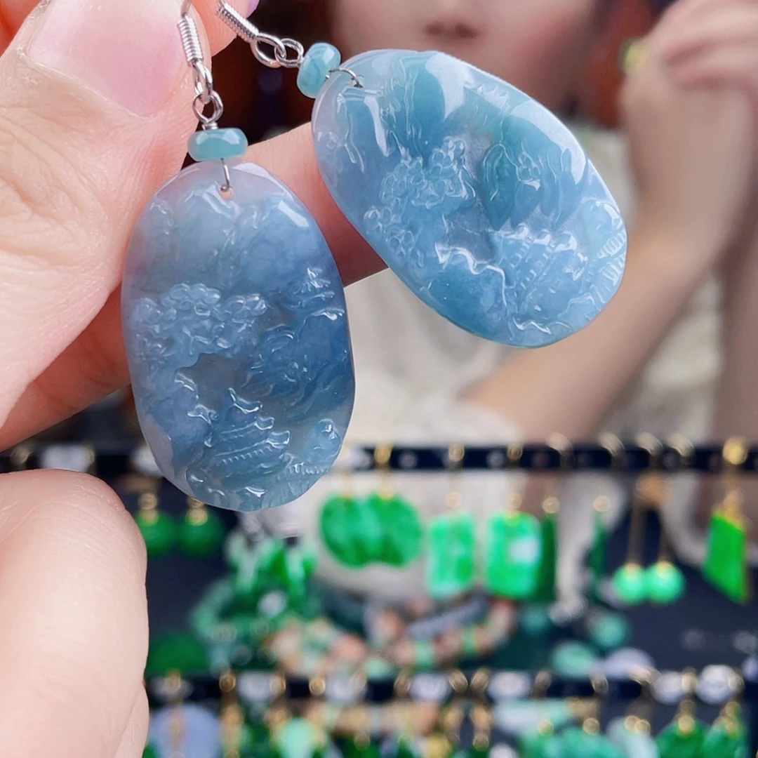 翡翠未镶嵌耳饰饰品