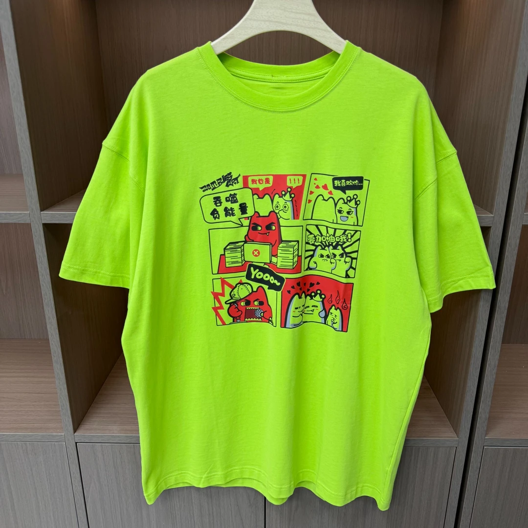 魔鬼猫情侣百搭撞色印花短袖