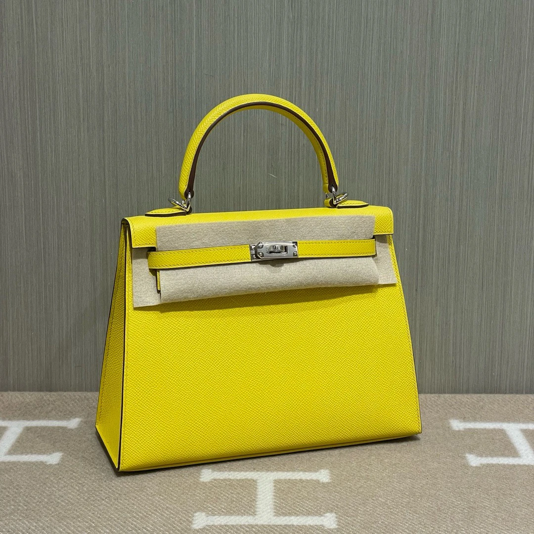 全新未使用 Hermes/爱马仕 Kelly25 那不勒斯黄银扣 ep皮 B刻全套