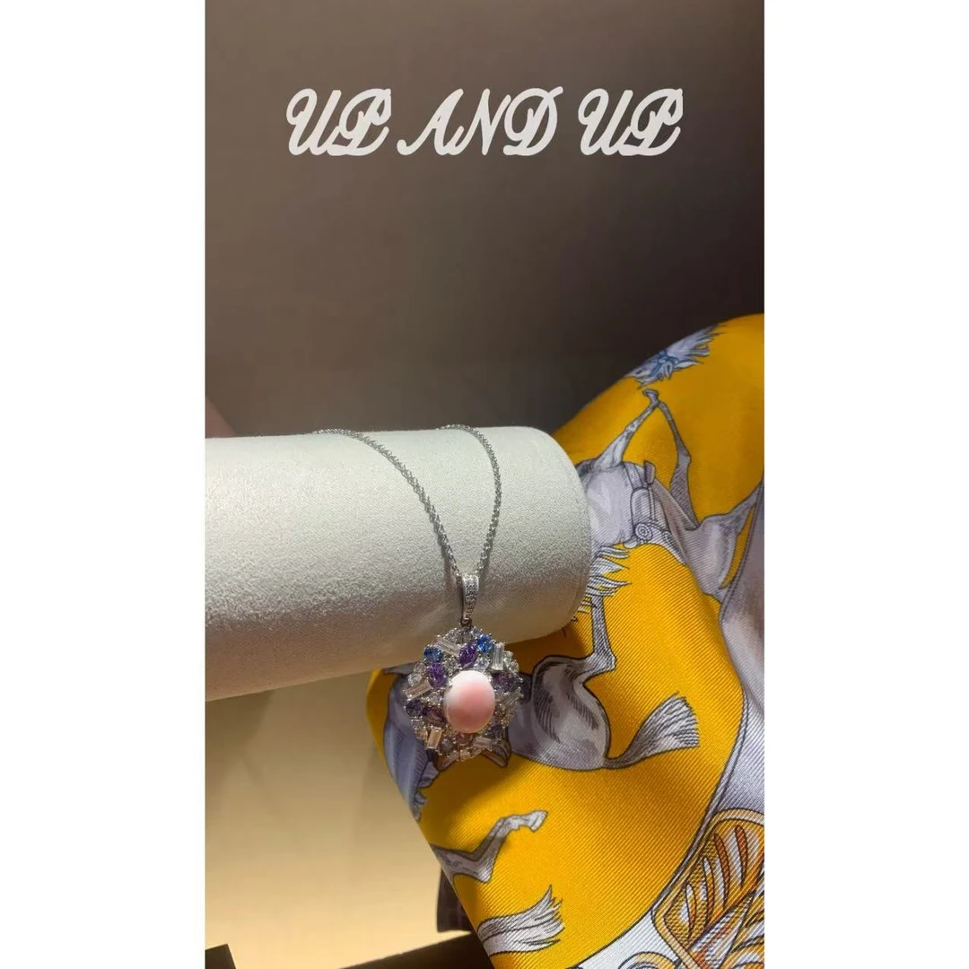 合金项链 ‘仲夏夜之梦’ 渐变粉色高级 晚宴奢华百搭项链