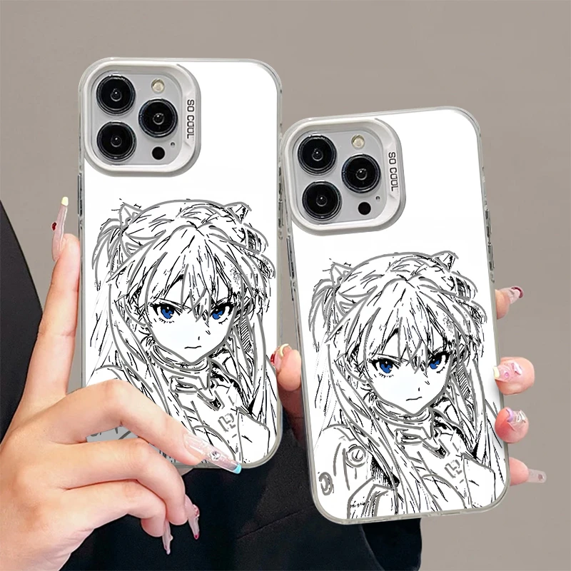 奥菲顿黑白线稿明日香适用iphone16元气手机壳华为vivo小米oppo套