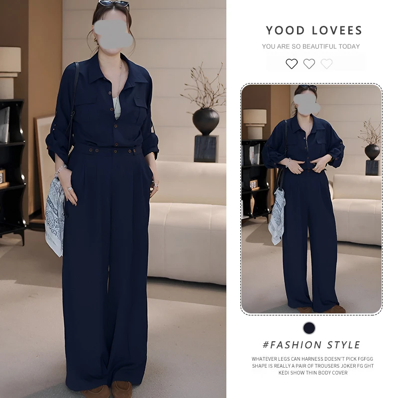 2025春秋季新款高级气质时尚通勤工装连体裤设计感显瘦阔腿长裤女