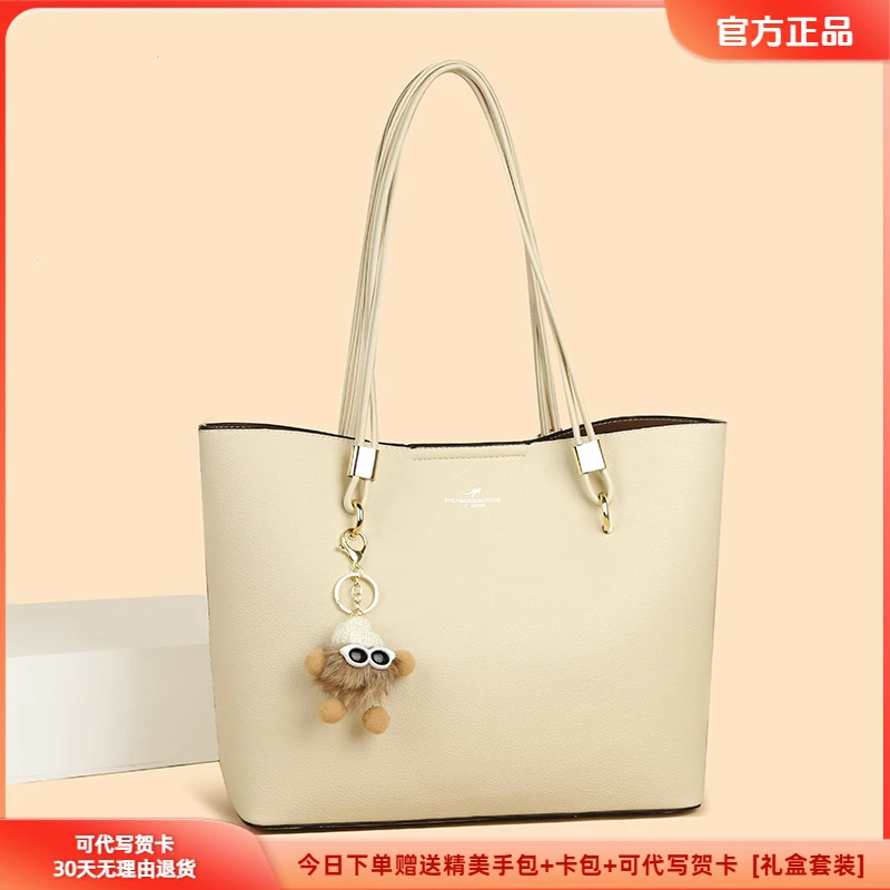 夏季通勤玫瑰袋鼠托特包女皮包百搭2025新款感时尚大容量单肩软皮