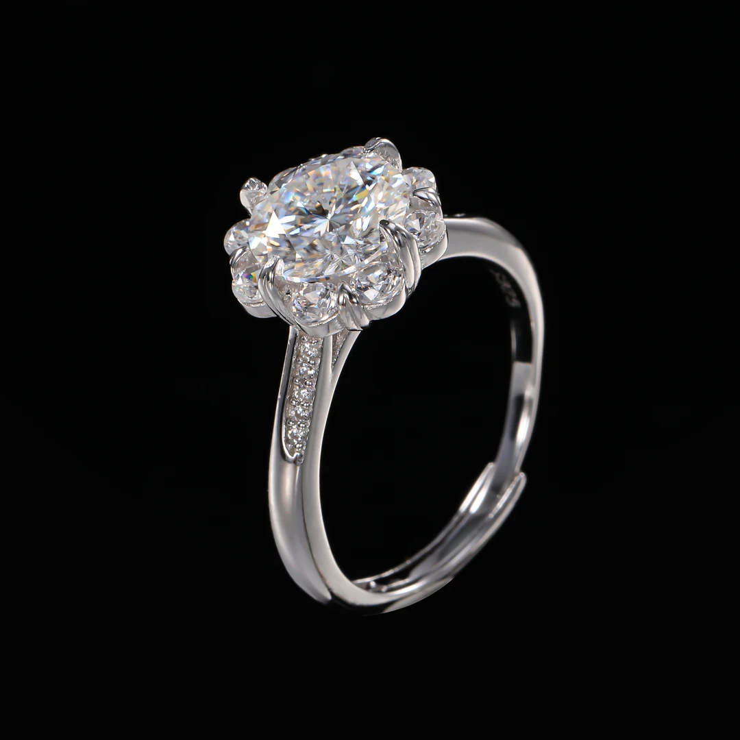 925银莫桑石戒指 ——木木（SY5178)MQ-0250Q 2克拉开口戒指