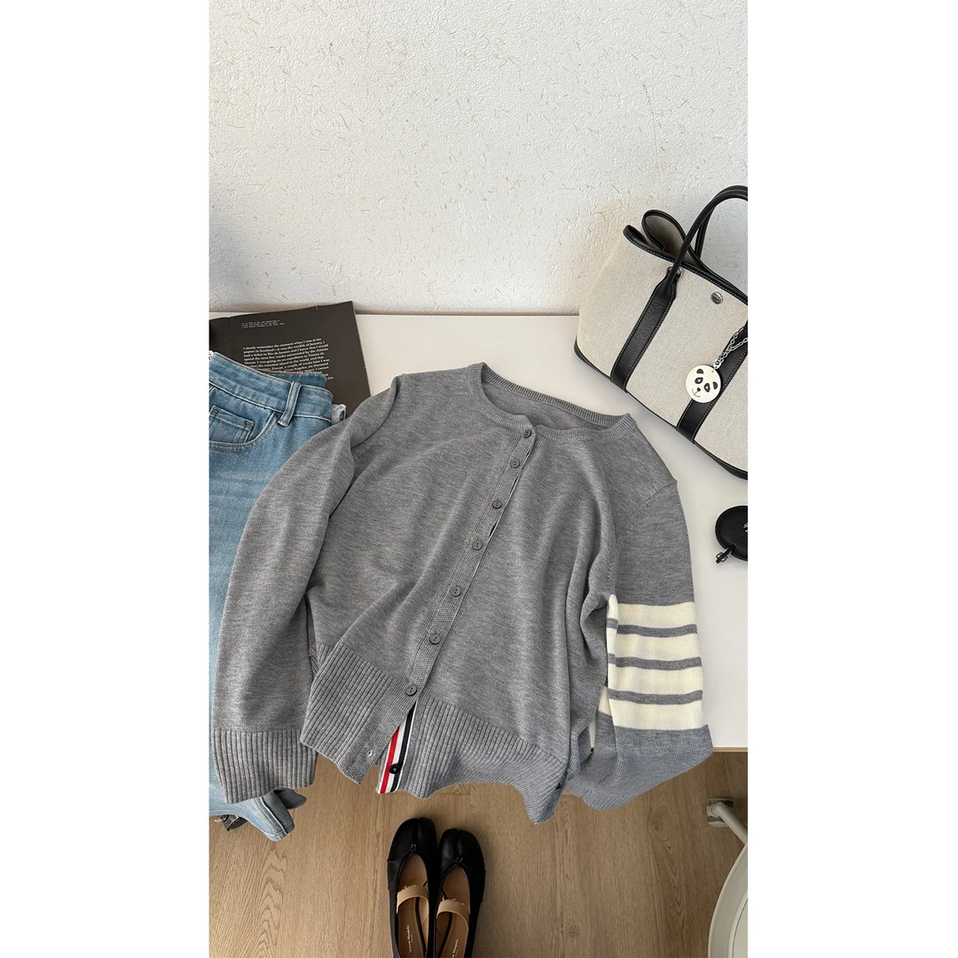 苏安家｜高定学院 tb风经典织带压边设计感纸片人春夏针织开衫