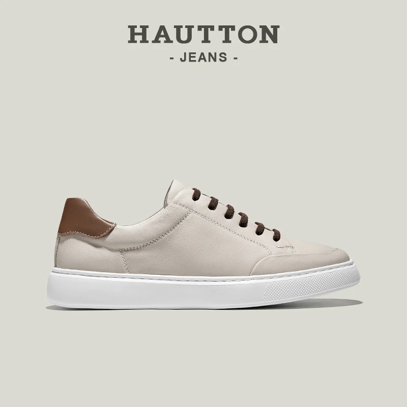 老钱风休闲鞋时尚男式休闲鞋子男士百搭板鞋真皮男鞋933XB4335