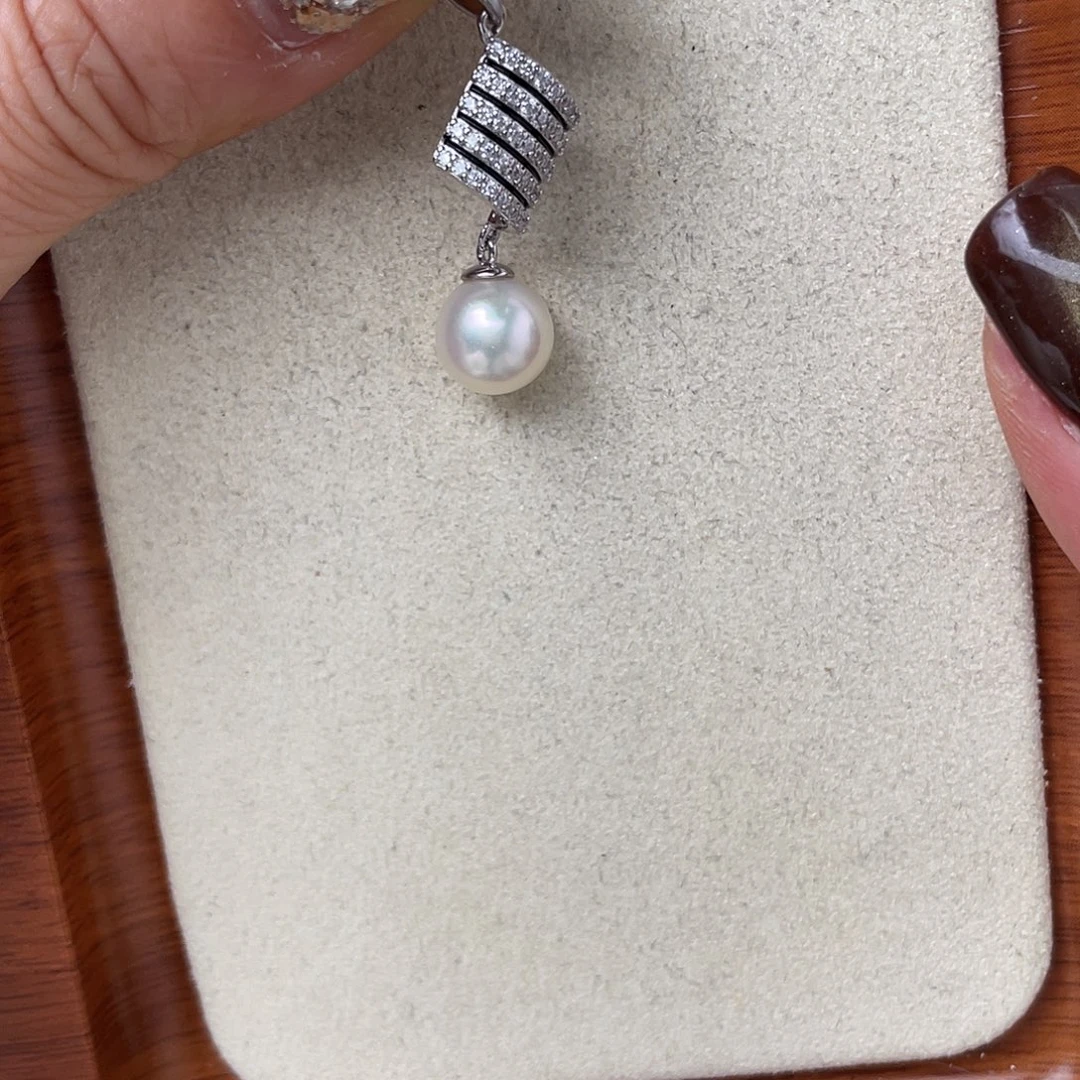 银S925镶嵌海水珍珠吊坠(不含链)