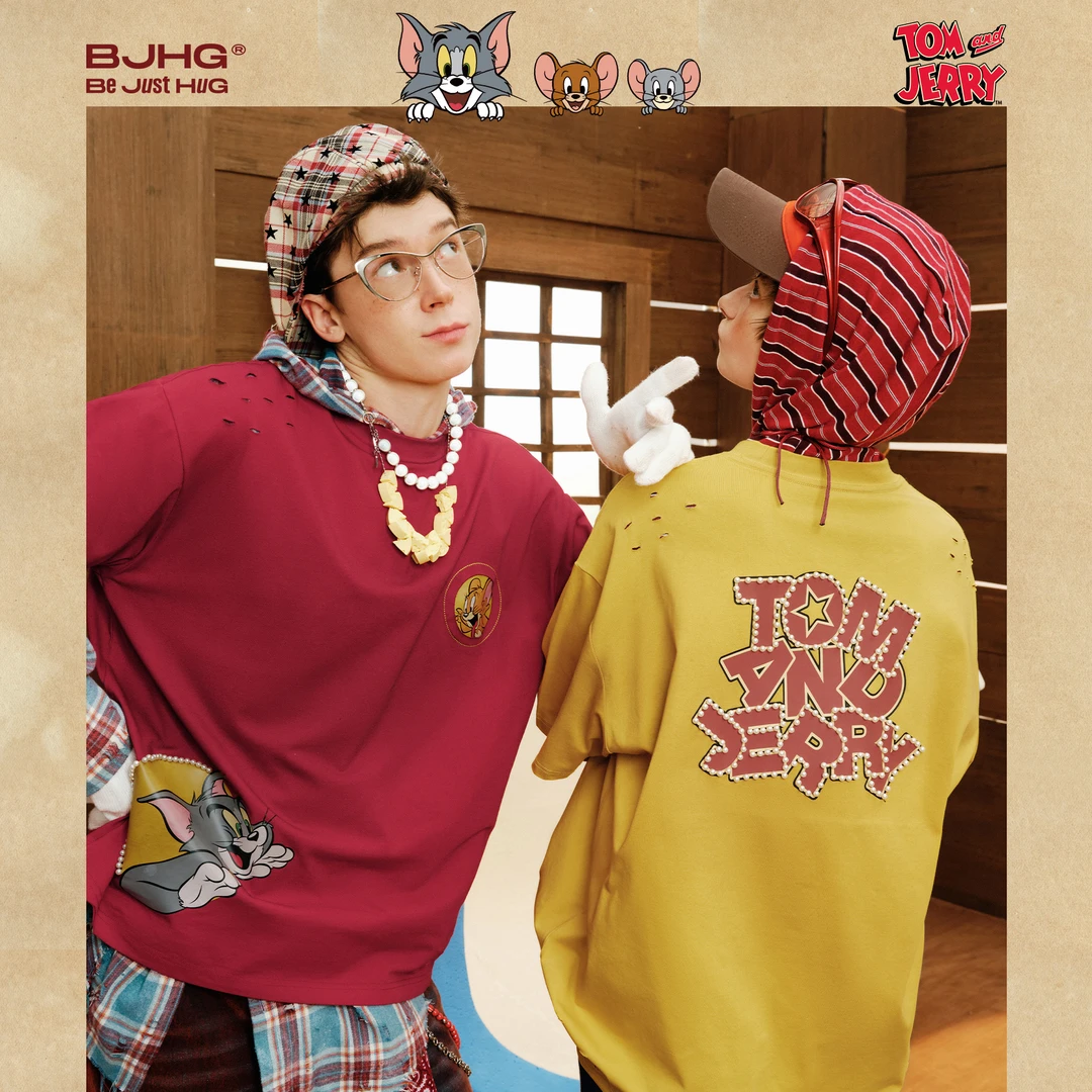 【猫和老鼠】 BJHG不计后果童趣复古短袖t恤男夏情侣速干宽松半袖