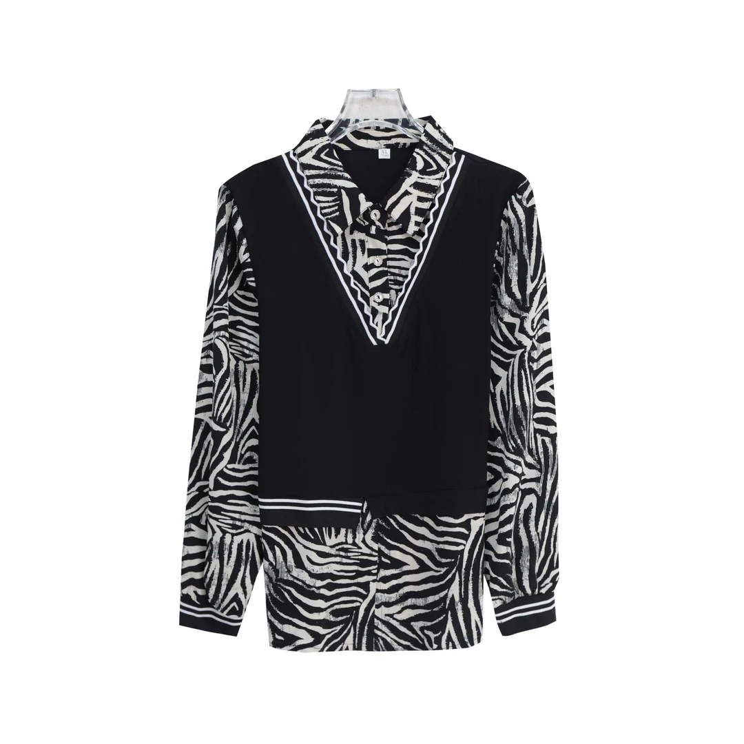 时尚百搭假两件新款韩版宽松洋气长袖衬衫上衣S3177