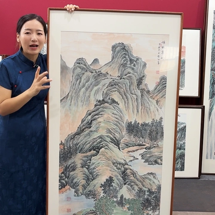 国画手绘带框作品