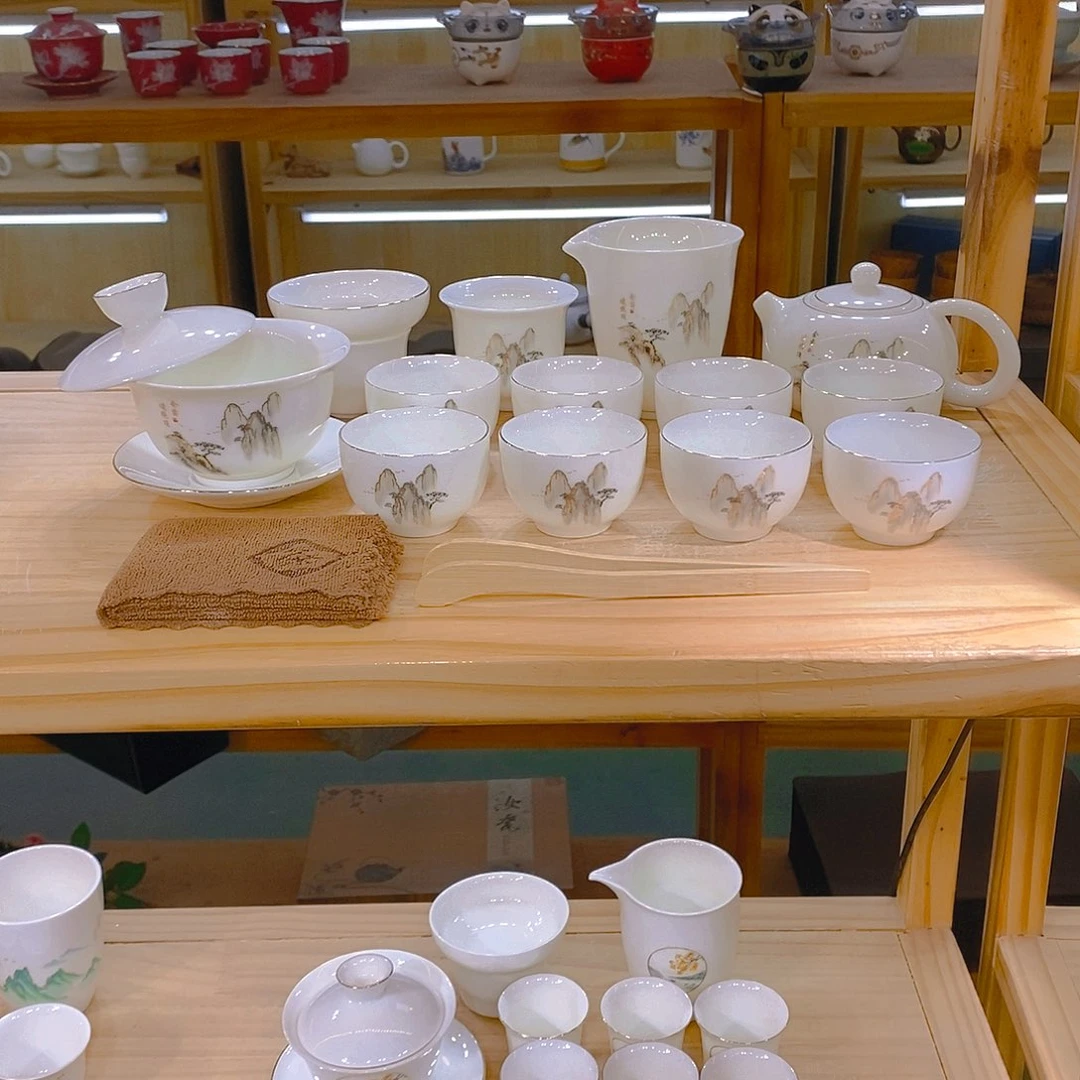 【不止】羊脂玉瓷茶具套装