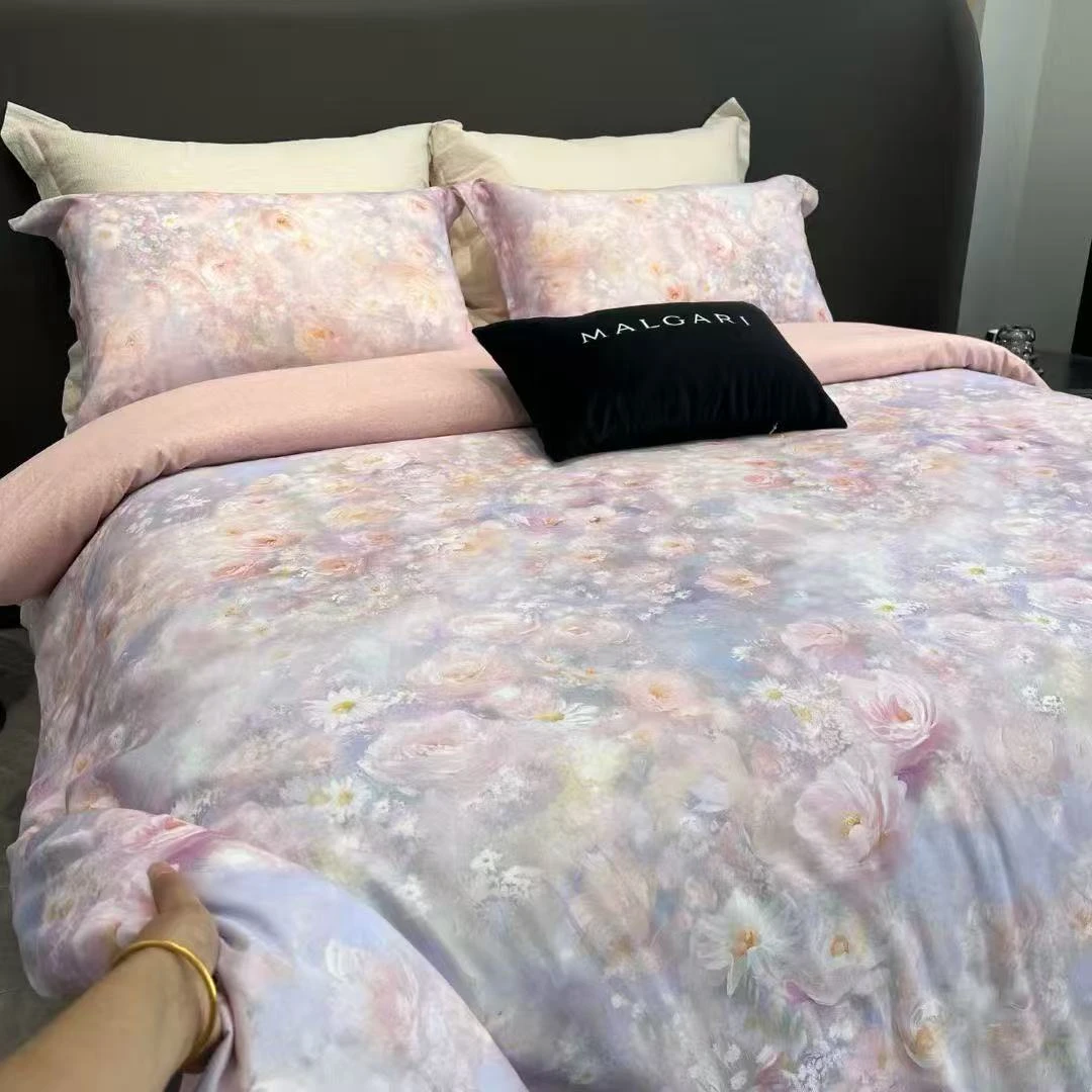 【云玺】2025金太阳新款全棉长绒棉加厚环保磨毛四件套印花轻奢