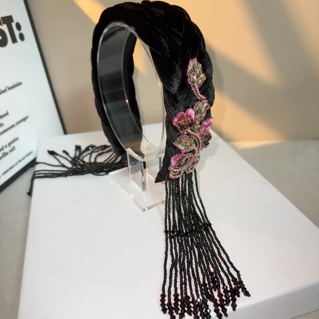 女原创设计发箍手工头箍网红发饰头饰饰品黑色复古重工民族风