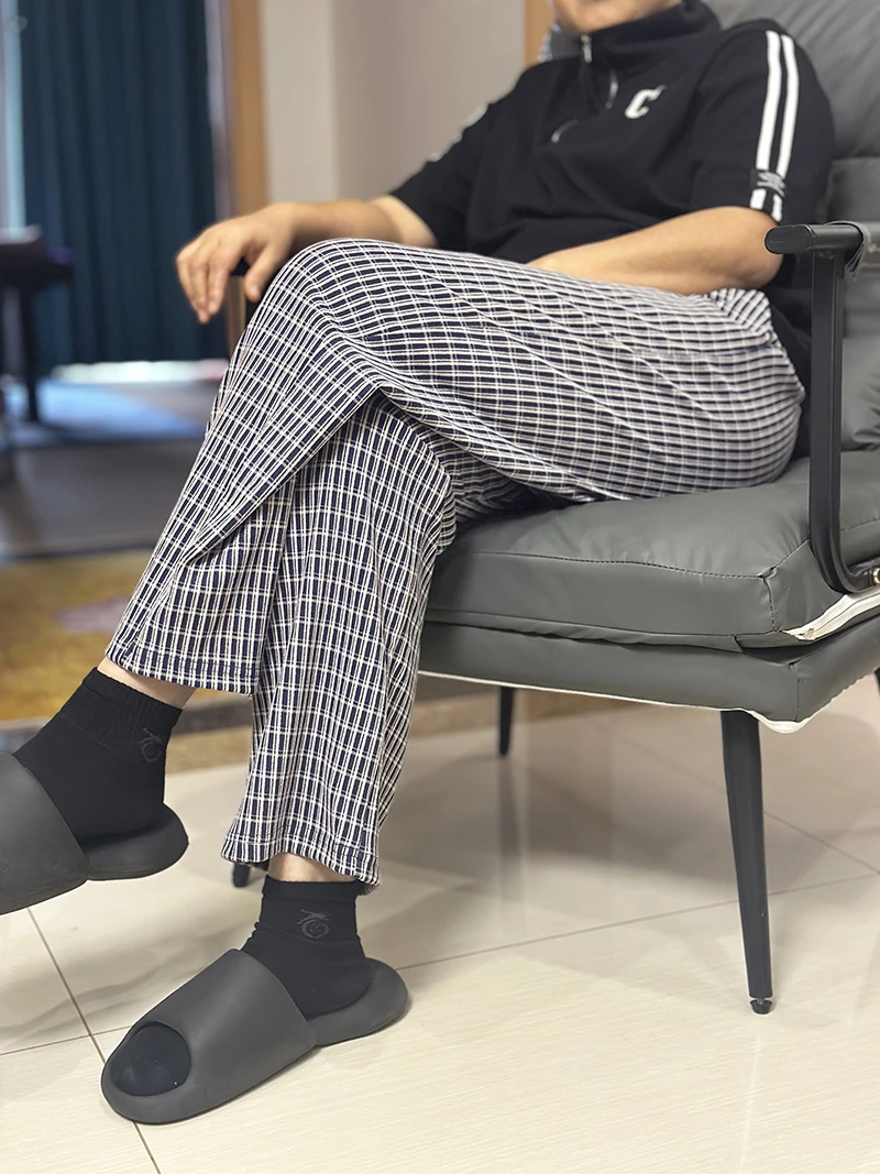 曲奇格子秋冬季德绒家居裤睡裤家居裤可外出可居家弹力口袋款