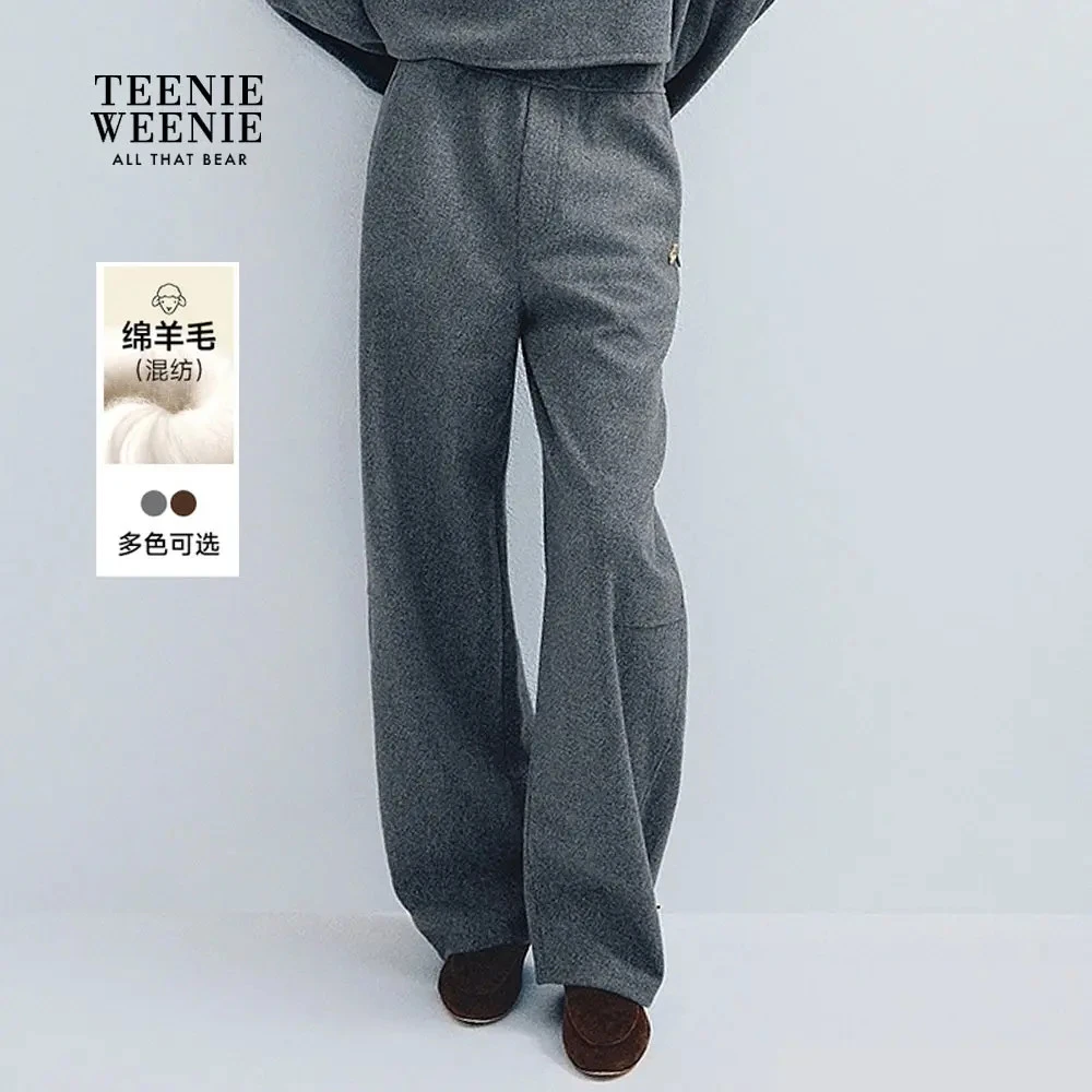 TeenieWeenie小熊女装卫裤25冬新款百搭松紧腰香蕉裤TTTM254VW1A