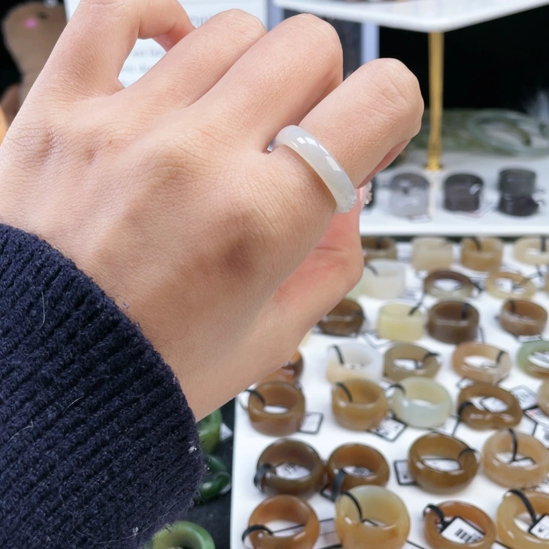 和田玉未镶嵌戒指P39冰透细条17.1不退换