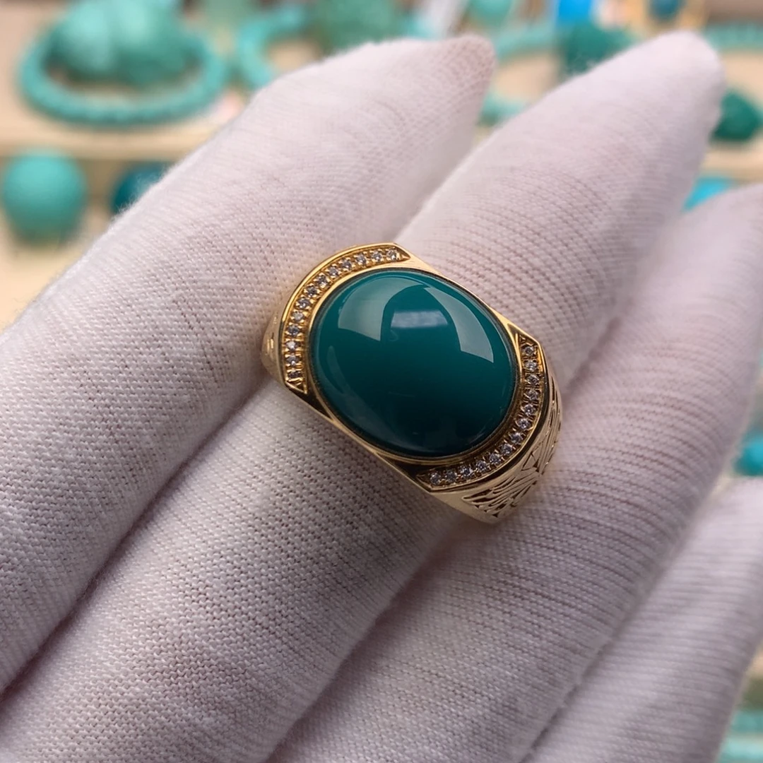 绿松石18K金镶嵌珠宝奇石