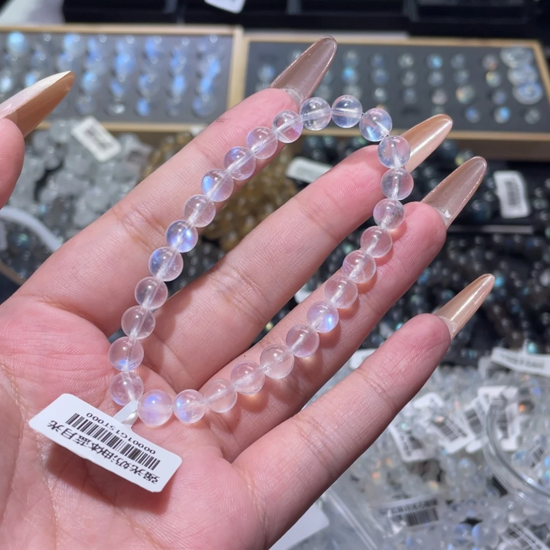 T***a手链未镶嵌长石蓝月光手链7mm