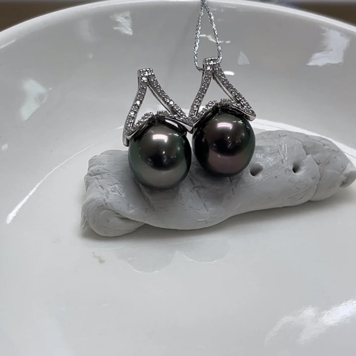 银S925镶嵌耳饰海水珍珠9-10mm39号