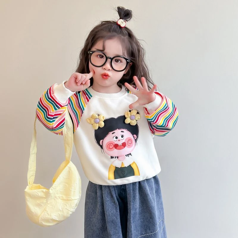 女童卫衣春秋款新款衣服洋气春季上衣女孩宝宝儿童春装卡通打底衫