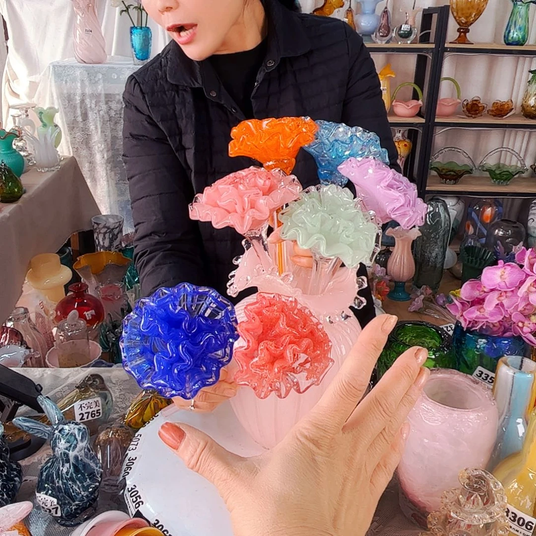 白***.7朵花 家悦琉璃工艺品不含瓶