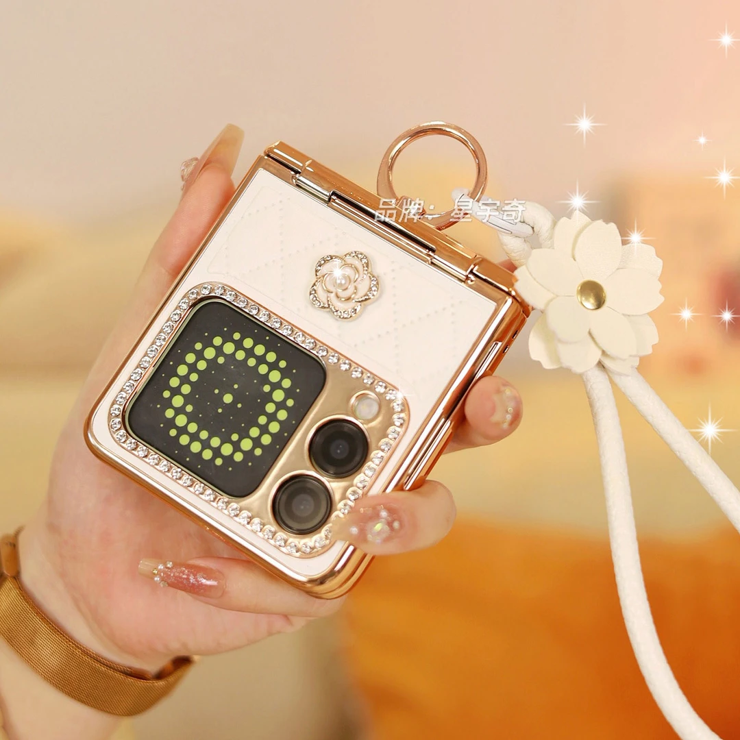 镶钻奢华白色适用华为novaflip手机壳斜挎折叠防摔novaflips女款s