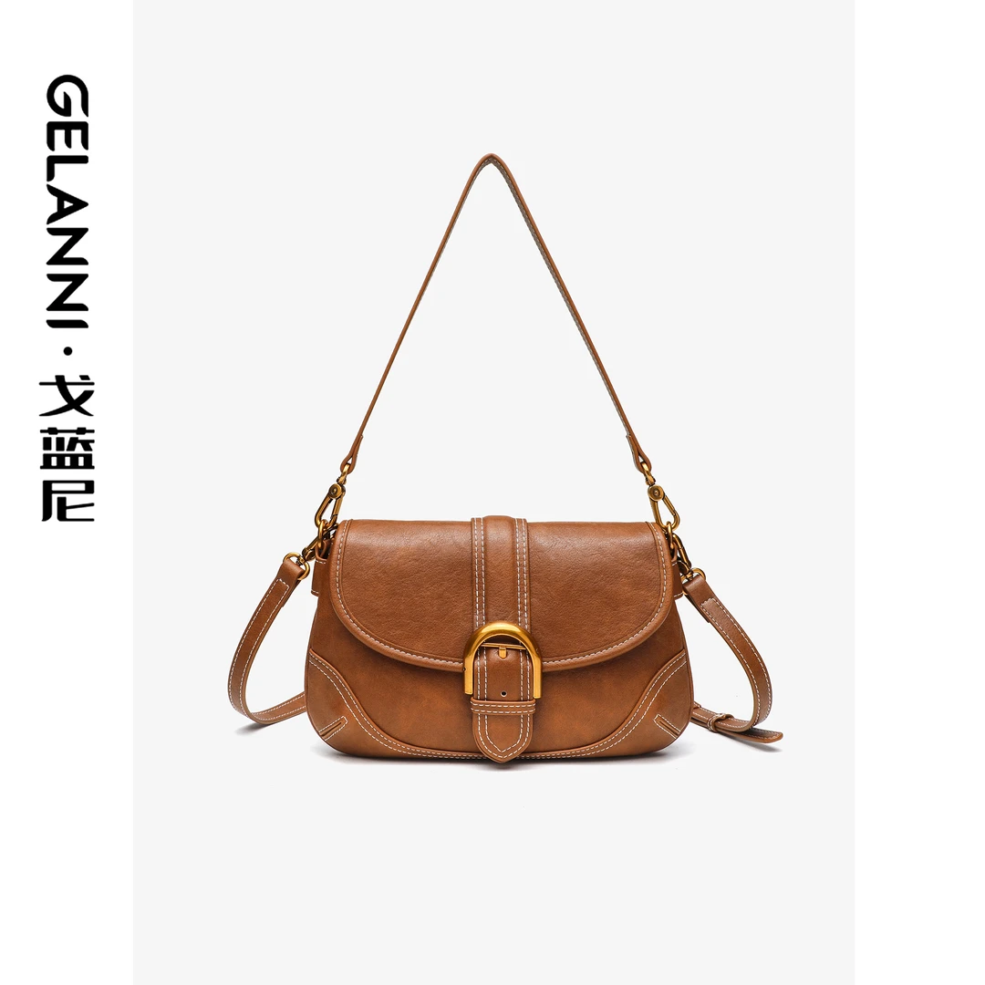 GELANNI限定锁扣拼接法棍包GLN241110K棕色