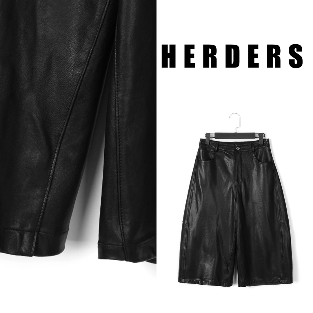 HERDERS (欢欢自留）中腰七分真皮绵羊皮休闲皮裤 52029